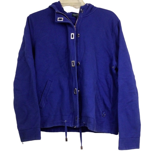 Ralph Lauren Jeans Company Women's Blue Full-Zip Hoodie With Turn Buttons M - Picture 3 of 10